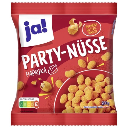 ja! Party-Nüsse Paprika 200g - Teigummantelte Erdnusskerne mit Paprikageschmack