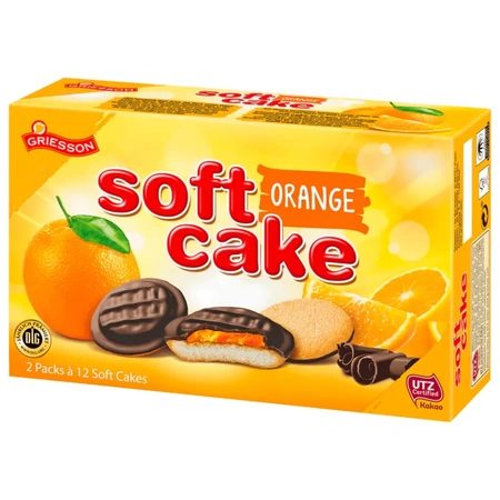 Griesson Soft Cake Orange 300g - Zartes Gebäck mit fruchtiger Füllung und Schokolade