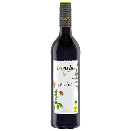 Biorebe Rotwein Merlot IGP trocken bio vegan 0,75l (Bio-Rotwein, Italien)
