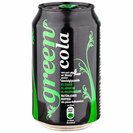 Green Cola Dose 24x0,33l * 0% *0 Zucker , nur 2 Kalorien pro Flasche
