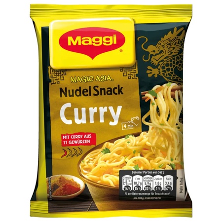 Maggi Magic Asia Nudeln Snack Curry 62g - asiatisch gewürzt, 12% Sonnenblumenöl