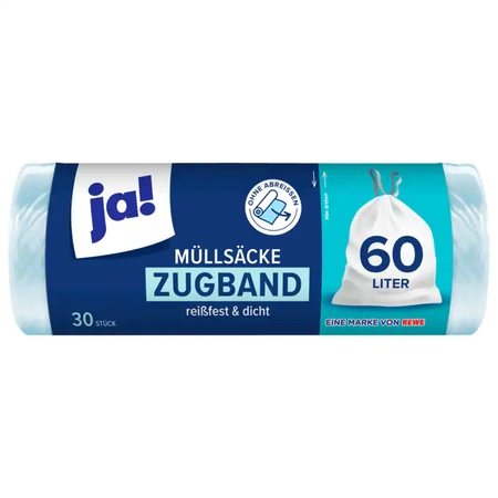 Ja! Müllbeutel mit Zugband 60l, 30 Stück