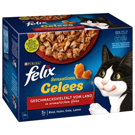 Purina felix Sensations Gelee Geschmacksvielfalt vom Land 12x85g