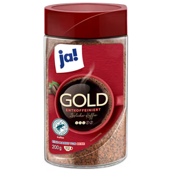 ja! Gold entkoffeiniert 200g - Löslicher Kaffee entcoffeiniert, gefriergetrocknet