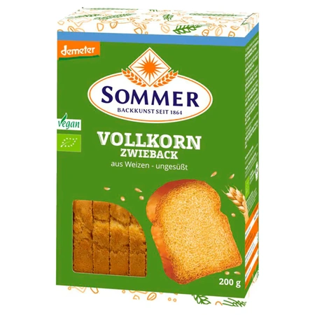 Sommer Bio Demeter Vollkorn vegan Zwieback 200g