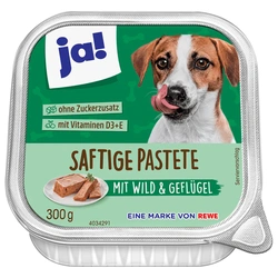 ja! Saftige Pastete mit Wild & Geflügel 300g (Hundenahrung)