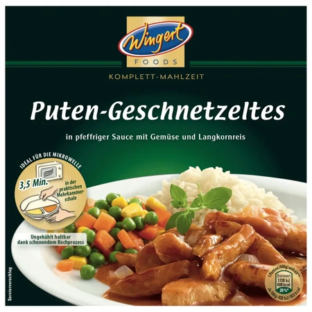 Wingert Foods Puten-Geschnetzeltes 400g - Putengeschnetzeltes mit Gemüse und Reis