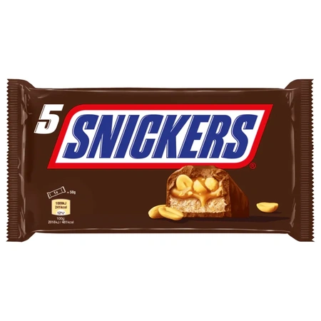 Snickers Schokoriegel 5x50g - Milchschokolade gefüllt mit Candy Creme, Karamell