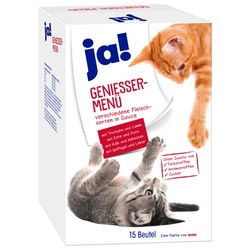 Ja! Genießer Menü Multipack Fleisch 15x100gr (Katzenfutter-Tiernahrung)