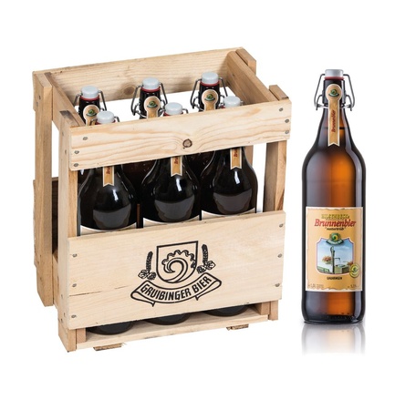 Gruibinger Brunnenbier Naturtrüb 6x1,0l Bügel