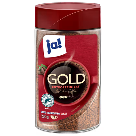 ja! Gold entkoffeiniert 200g - Löslicher Kaffee entcoffeiniert, gefriergetrocknet