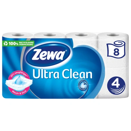 Zewa Ultra Clean Toilettenpapier 4-lagig 8x135 Blatt