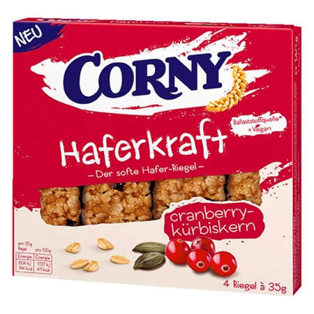 Corny Haferkraft Cranberry-Kürbiskern 4x35g - Hafer Cranberry Kürbiskern Riegel