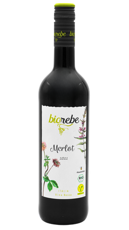 Biorebe Rotwein Merlot IGP trocken bio vegan 0,75l (Bio-Rotwein, Italien)