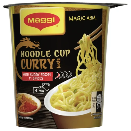 Maggi Magic Asia Noodle Cup Curry 63g - asiatisch gewürzt, 21,5% Sonnenblumenöl