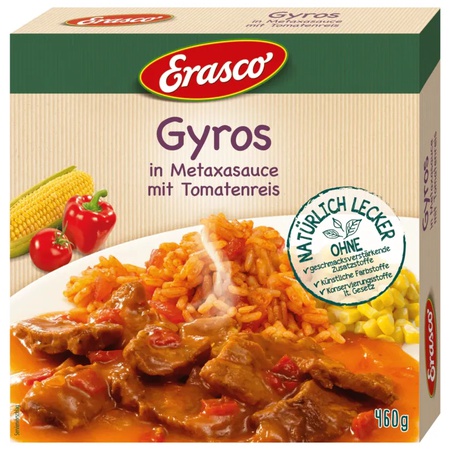 Erasco Gyros in Metaxasauce 460g - Gyros in Metaxa Sauce mit Tomatenreis