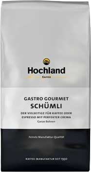 Kaffee Schümli Gastro Gourmet ganze Bohne Hochland 1Kg