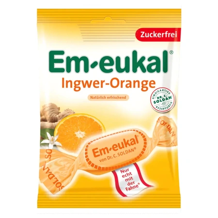 Em-eukal Ingwer-Orange Zuckerfrei 75g - Hustenbonbons mit Vitamin C